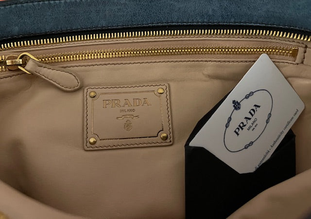 Vintage PRADA Blue Leather Shoulder Bag Clutch