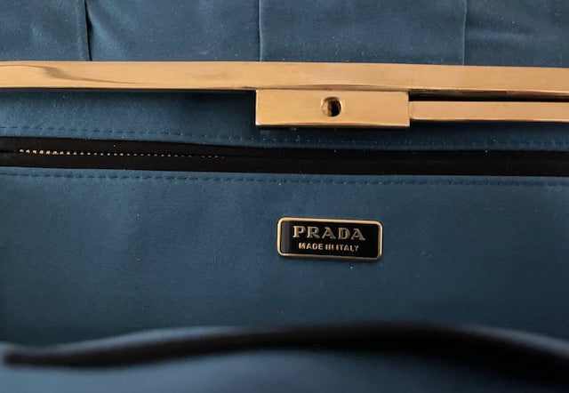 PRADA Vintage Teal Satin Clutch