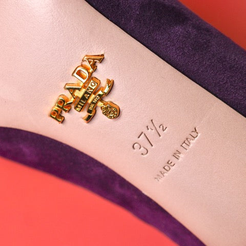 PRADA Purple Suede Peep Toe High Heels