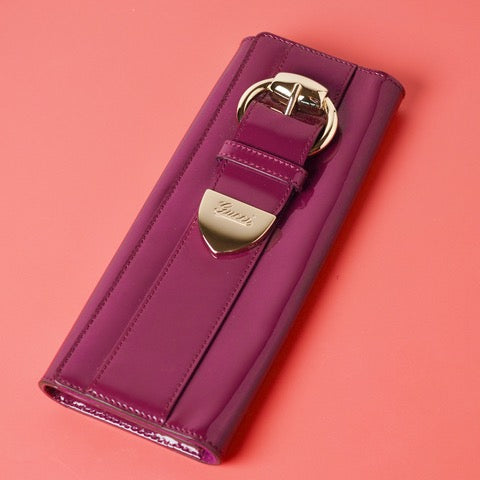 GUCCI  Purple Patent Leather Buckle Clutch