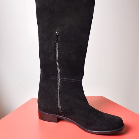 STUART WEITZMAN  Black Suede Over The Knee Flat Boot