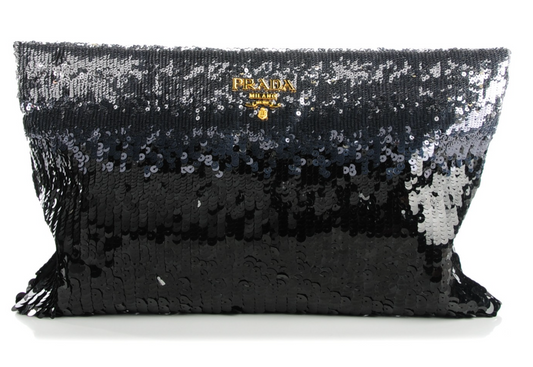 PRADA Sequin Ombre Pochette Clutch Acciaio