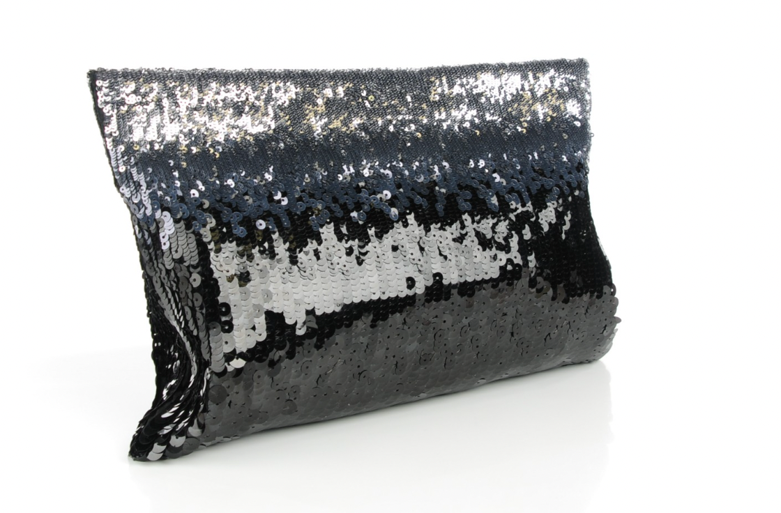 PRADA Sequin Ombre Pochette Clutch Acciaio